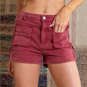 245. NWOT! POL Pocket Detailed Shorts | Maroon | Medium